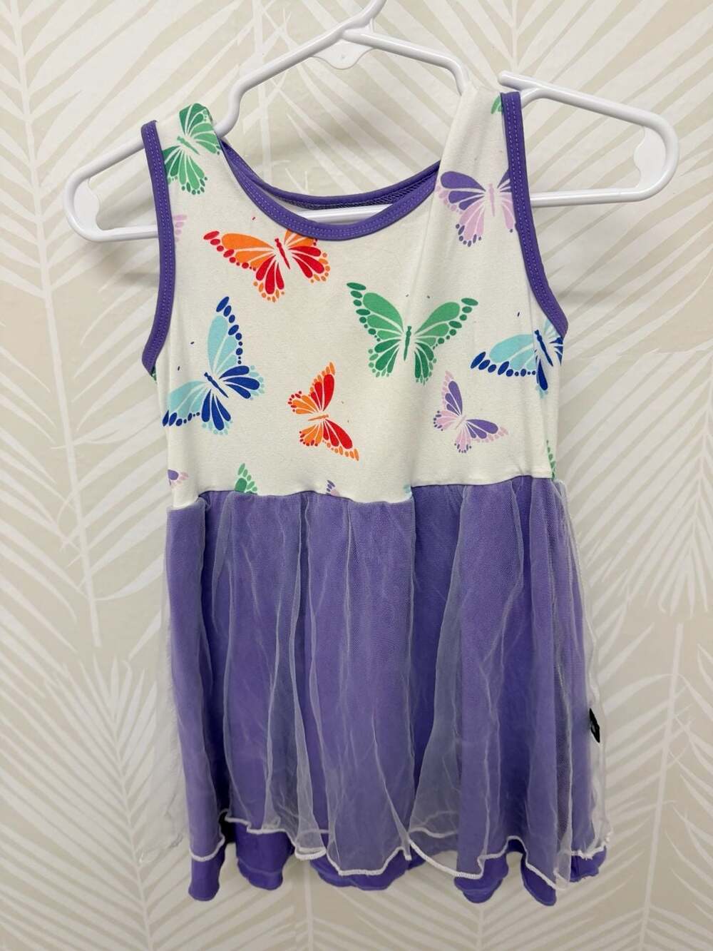 Sweet Bamboo Toddler Girls Butterfly Print Purple Tulle Dress Size 2 Years